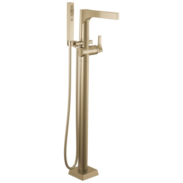 Single hole installation Hole Floor-Mount Tub Filler Faucet, Champagne Bronze